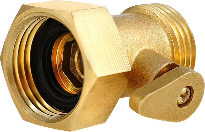 Little Gardener brass hose shutoff, product photo