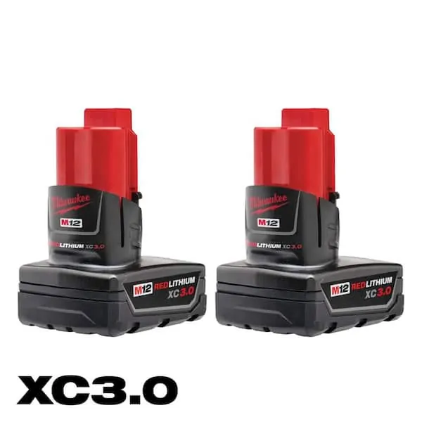 Milwaukee M12 3.0 Ah battery two-pack, product photo